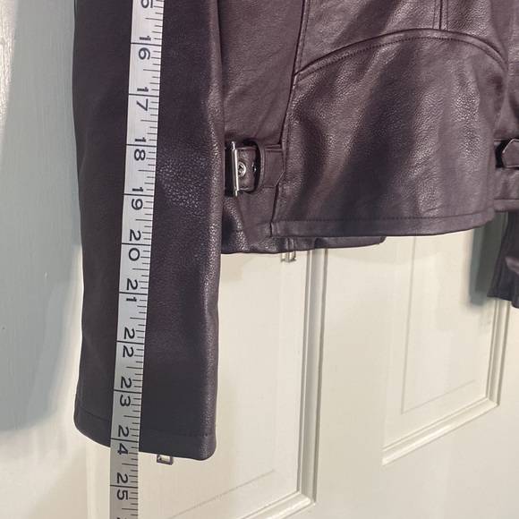 a.n.a. Faux Leather Burgundy Midnight Motorcycle Jacket - Picture 8 of 8